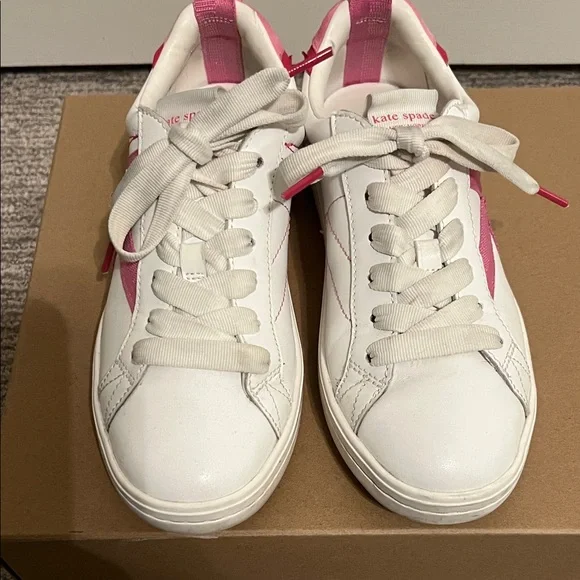 KATE SPADE, K AS IN KATE COURT SNEAKERS
WHITE W/PINK ACCENTS SIZE 7 - Picture 3 of 14
